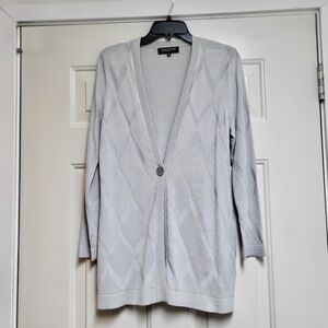 Jones New York Collection Petite - One Button Silver V-Neck Cardigan (PM)